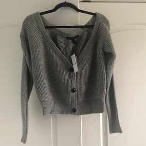 WHBM NWOT gray cropped sweater